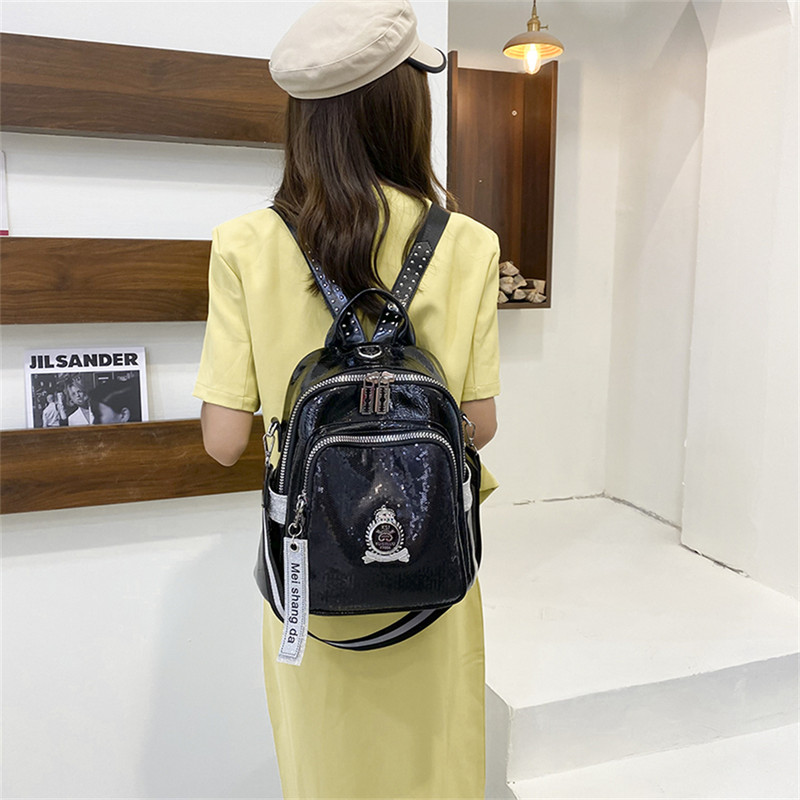 Fashion Sequins WomenBackpack Τσάντα Βιβλιοθήκης υψηλής ποιότητας Μαλακό δέρμα Σχολικές τσάντες για εφήβους 3 σε 1 γυναικείες τσάντες ταξιδιού