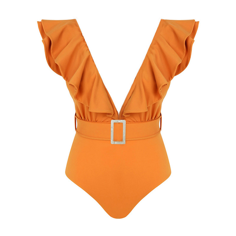 2023. Novi jednodijelni kupaći kostim s volanima s otvorenim ramenima Ženski kupaći kostim dubokog V Bodi kostim za plažu Kupaći kostim Monokini