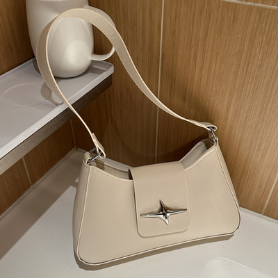 Ασημένιες τσάντες ώμου για γυναίκες 2023 Classic Y2K μικρό πορτοφόλι γυαλιστερό PU δερμάτινο πολυτελές εμπορικό σήμα Γυναικείες τσάντες μασχάλης Καθημερινή τσάντα