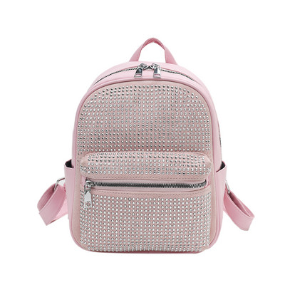 Moodne nahast rhinestones naiste seljakott Luksuslik koolikott Mochila väikesed koolikotid Naiste läikivad teemantidega tüdrukute seljakotid