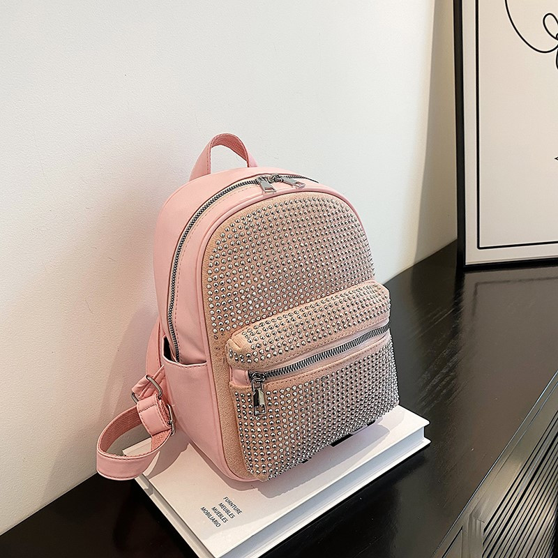 Moodne nahast rhinestones naiste seljakott Luksuslik koolikott Mochila väikesed koolikotid Naiste läikivad teemantidega tüdrukute seljakotid