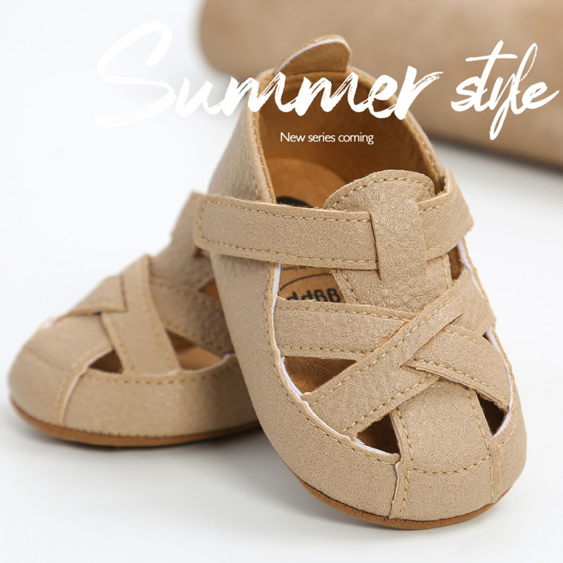 Βρεφικά παιδικά σανδάλια για αγόρι 2022 Summer PU Δερμάτινα First Walkers Παπούτσια Casual Fretwork TPR Παιδικά Flats Δώρα ντους