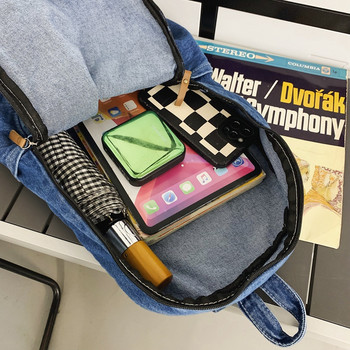 Ежедневна дънкова дамска раница Дамска чанта за пътуване Раници Ученическа чанта за тийнейджърки Платнена чанта за книги с голям капацитет Mochila чанта за книги
