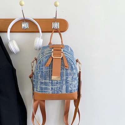 Rucsac casual, de designer, cu broderie jacquard, geantă de umăr pentru femei, geantă de mână mică, retro denim, geantă pentru femei.