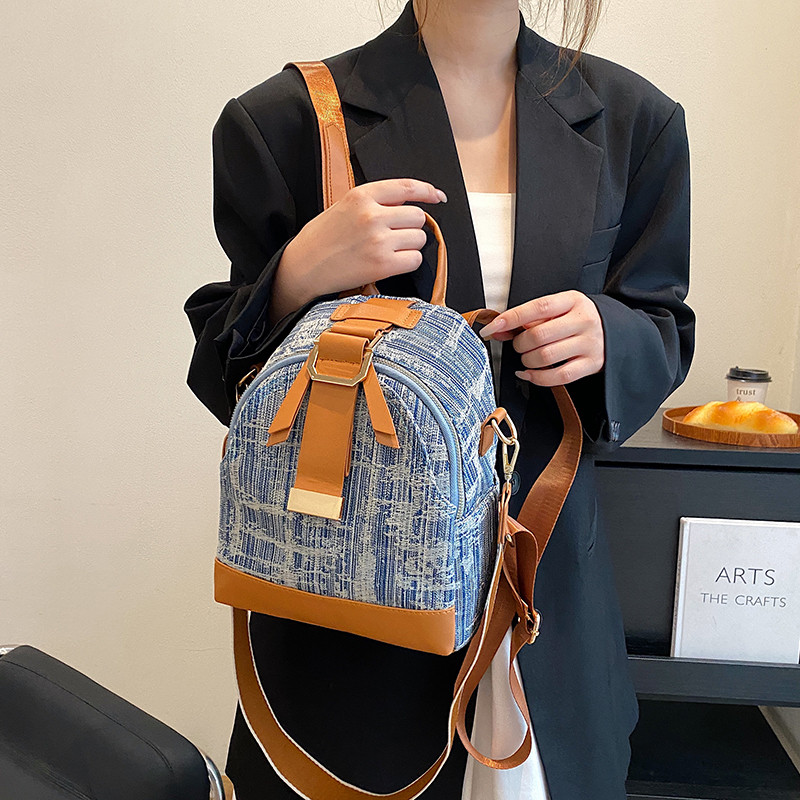 Rucsac casual, de designer, cu broderie jacquard, geantă de umăr pentru femei, geantă de mână mică, retro denim, geantă pentru femei.