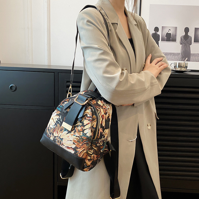 Rucsac casual, de designer, cu broderie jacquard, geantă de umăr pentru femei, geantă de mână mică, retro denim, geantă pentru femei.