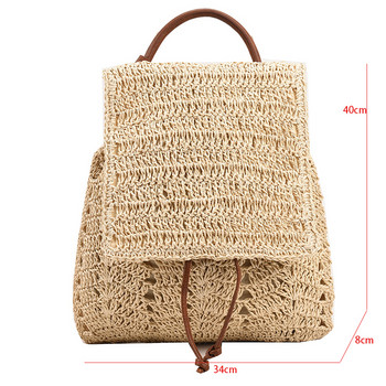 Ръчно изработена плетена дамска раница Плажна чанта през рамо за дами Дизайнерска сламена чанта Пътна чанта против кражба Портмоне през рамо