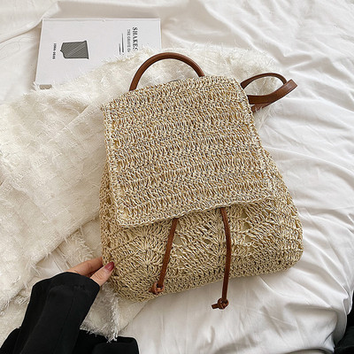 Χειροποίητο Woving γυναικείο σακίδιο πλάτης τσάντα ώμου για γυναίκες επώνυμη ψάθινη τσάντα ταξιδιού Αντικλεπτική τσάντα πλάτης Τσαντάκι χιαστί