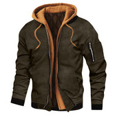 Παχύ ζεστό χειμωνιάτικο φλις μπουφάν Ανθεκτικό στον άνεμο Χοντρό παλτό Γούνινο γιακά Χειμερινά casual μπουφάν έξω από ανδρικά θερμικά ζεστά κουκούλα