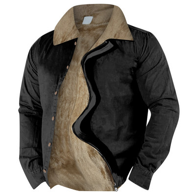 Ανδρικά ρούχα μονόχρωμα Simple Plus βελούδινο χοντρό μπουφάν για το φθινόπωρο και ρούχα Ζακέτα μπλούζες μόδας Ζεστό παλτό