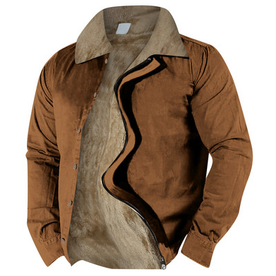 Ανδρικά ρούχα μονόχρωμα Simple Plus βελούδινο χοντρό μπουφάν για το φθινόπωρο και ρούχα Ζακέτα μπλούζες μόδας Ζεστό παλτό