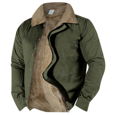 Ανδρικά ρούχα μονόχρωμα Simple Plus βελούδινο χοντρό μπουφάν για το φθινόπωρο και ρούχα Ζακέτα μπλούζες μόδας Ζεστό παλτό