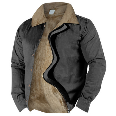 Ανδρικά ρούχα μονόχρωμα Simple Plus βελούδινο χοντρό μπουφάν για το φθινόπωρο και ρούχα Ζακέτα μπλούζες μόδας Ζεστό παλτό