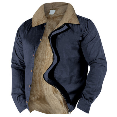 Ανδρικά ρούχα μονόχρωμα Simple Plus βελούδινο χοντρό μπουφάν για το φθινόπωρο και ρούχα Ζακέτα μπλούζες μόδας Ζεστό παλτό