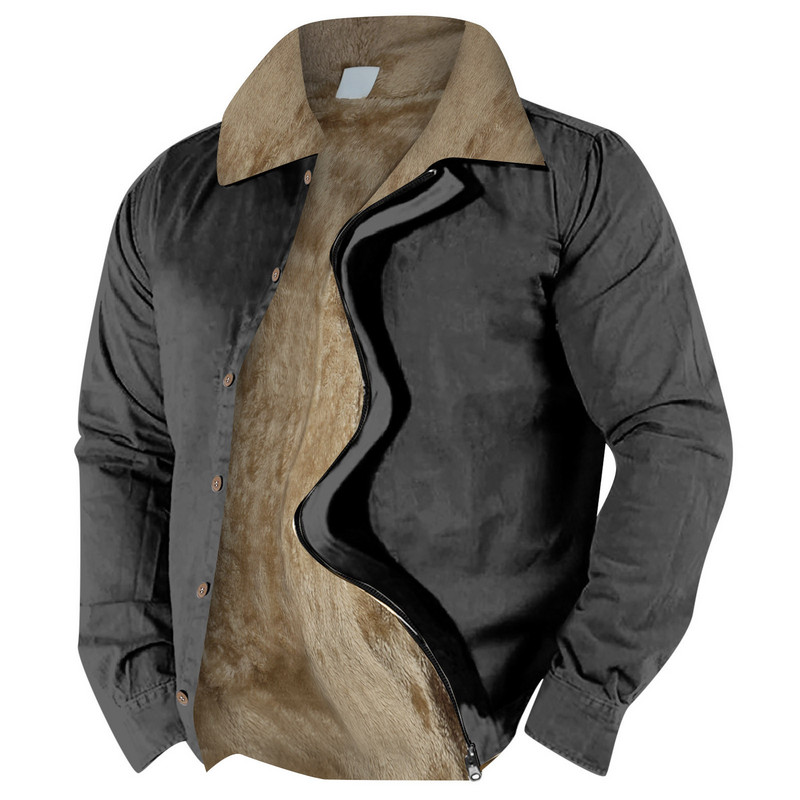 Ανδρικά ρούχα μονόχρωμα Simple Plus βελούδινο χοντρό μπουφάν για το φθινόπωρο και ρούχα Ζακέτα μπλούζες μόδας Ζεστό παλτό