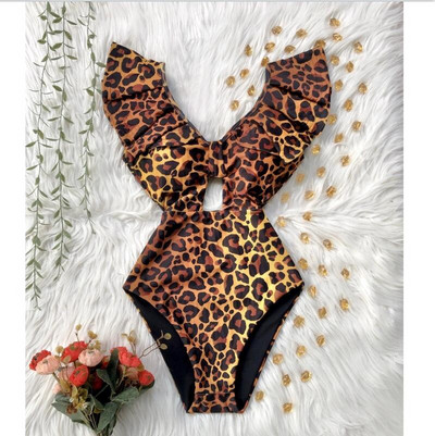 Novi jednodijelni kupaći kostim s printom 2023. Kupaći kostimi s volanima Ženski remen s V-izrezom Monokini Seksi kupaći kostimi Push Up String Odjeća za plažu Ljeto