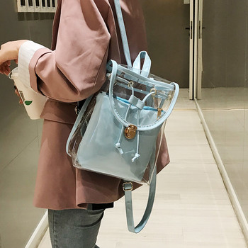 YUECIMIE Mini Fashion Γυναικείο Σακίδιο Πλάτης PVC Designer Girl Clear Transparent Bag Jelly Travel Backpack for Lady Female Shoulder Bag