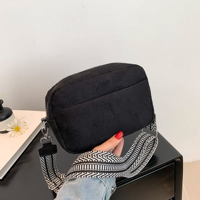 Γυναικεία τσάντα Messenger Νέα μονόχρωμη Νέα μοντέρνα σουέτ φαρδιά λουράκι ώμου Μικρή τετράγωνη τσάντα Ρετρό casual απλή χιαστί τσάντα