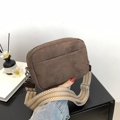 Γυναικεία τσάντα Messenger Νέα μονόχρωμη Νέα μοντέρνα σουέτ φαρδιά λουράκι ώμου Μικρή τετράγωνη τσάντα Ρετρό casual απλή χιαστί τσάντα