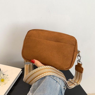Γυναικεία τσάντα Messenger Νέα μονόχρωμη Νέα μοντέρνα σουέτ φαρδιά λουράκι ώμου Μικρή τετράγωνη τσάντα Ρετρό casual απλή χιαστί τσάντα