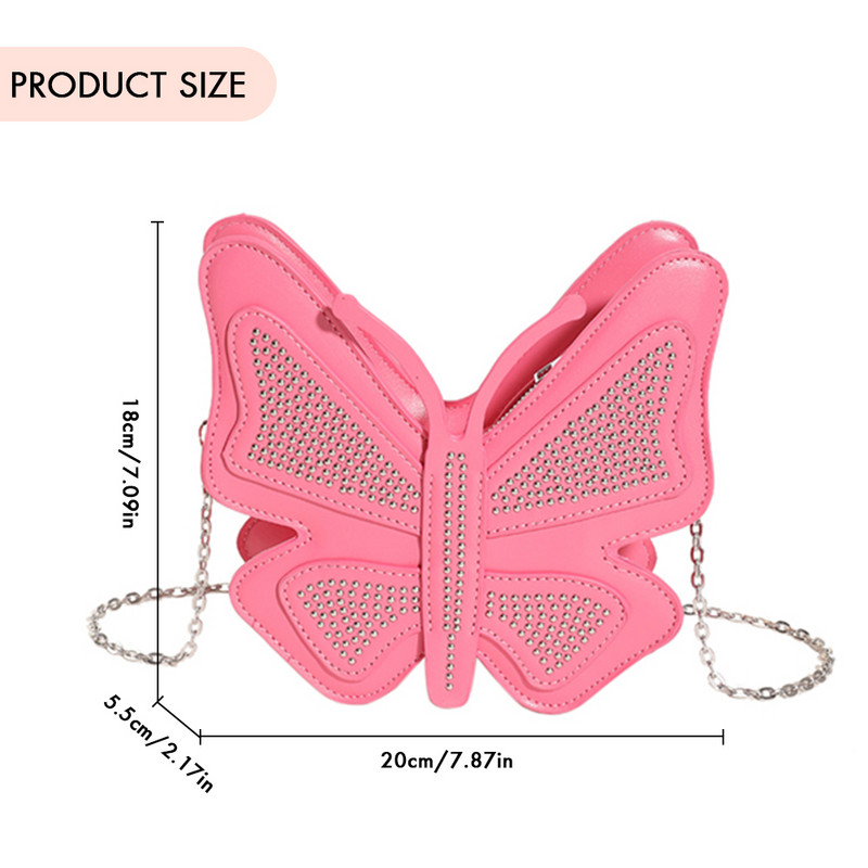 Geantă de mână în formă de fluture 2023, geantă de mână și posetă pentru femei, cu lanț retro, geantă de umăr, poșetă mică