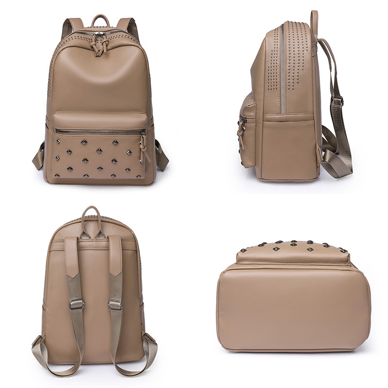 Rivet διακοσμητικά γυναικεία επώνυμα σακίδια πλάτης Anti Splash PU Δερμάτινα υφασμάτινα σακίδια Πολλαπλές λειτουργικές σχολικές τσάντες μεγάλης χωρητικότητας