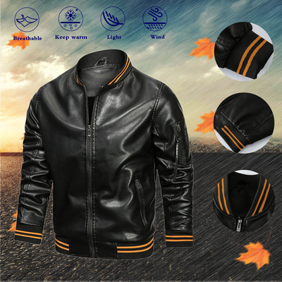 Χειμερινά μπουφάν για άντρες Leisure Επίσημα μπουφάν τσέπης Ανδρικά παλτό μπλούζας για Stcollar Μπουφάν με φερμουάρ Top δερμάτινα παλτό