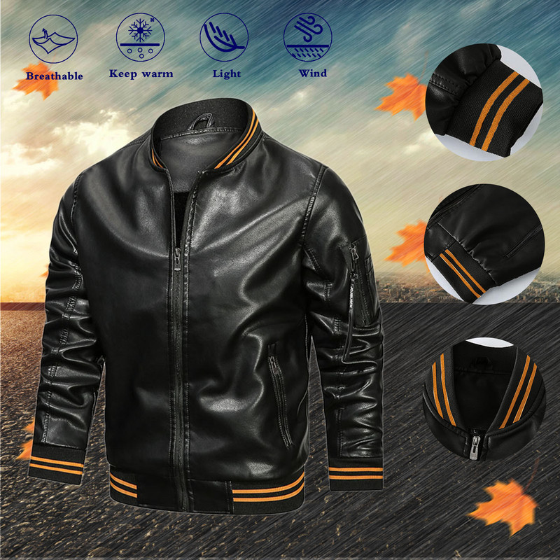 Χειμερινά μπουφάν για άντρες Leisure Επίσημα μπουφάν τσέπης Ανδρικά παλτό μπλούζας για Stcollar Μπουφάν με φερμουάρ Top δερμάτινα παλτό