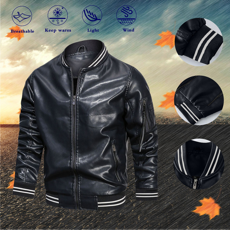 Χειμερινά μπουφάν για άντρες Leisure Επίσημα μπουφάν τσέπης Ανδρικά παλτό μπλούζας για Stcollar Μπουφάν με φερμουάρ Top δερμάτινα παλτό