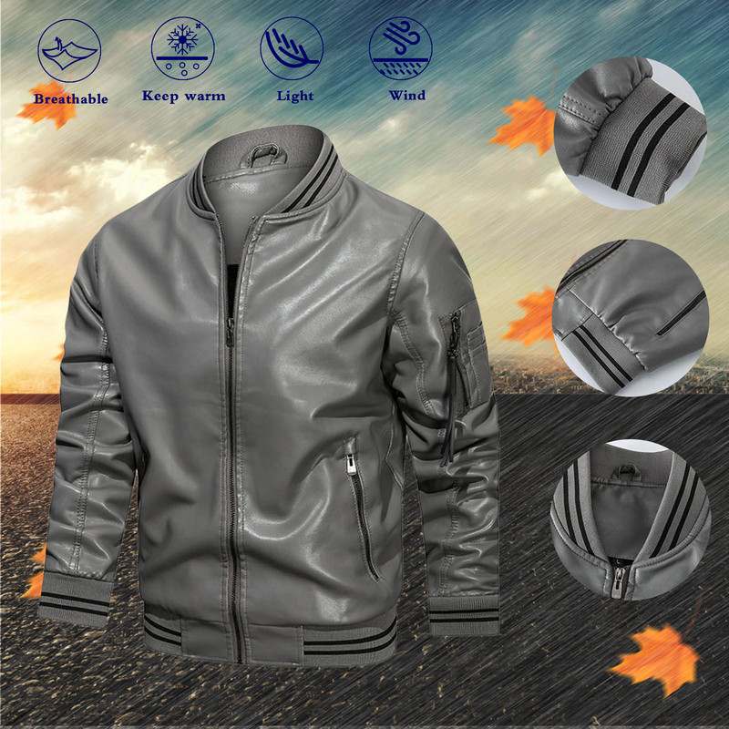 Χειμερινά μπουφάν για άντρες Leisure Επίσημα μπουφάν τσέπης Ανδρικά παλτό μπλούζας για Stcollar Μπουφάν με φερμουάρ Top δερμάτινα παλτό