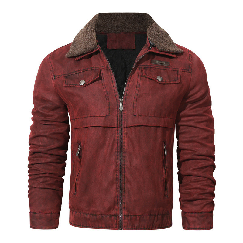 Jachetă pentru bărbați, căptușită de iarnă, din nailon, din lână groasă, cu rever, cu guler cu fermoar înclinat, haină cu glugă, guler în picioare.