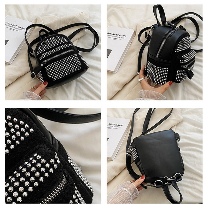 Ženski mali ruksak Modne Crystal Rhinone torbe na rame Mini školske torbe za žene Ženske ležerne putne torbe Ručne torbe
