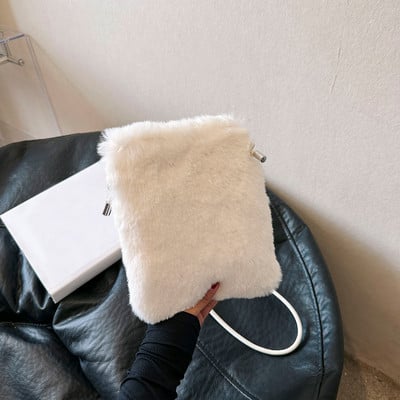 Pehme kandekott naistele kohev käekott Rahakott Kunstkarusnahast udune Crossbody kott Talvine karvane õlakott Vabaaja naiste telefonikott Uus