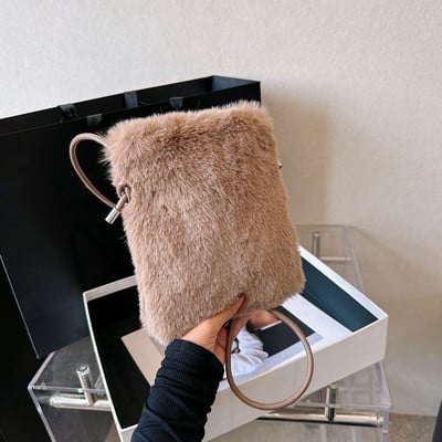 Pehme kandekott naistele kohev käekott Rahakott Kunstkarusnahast udune Crossbody kott Talvine karvane õlakott Vabaaja naiste telefonikott Uus