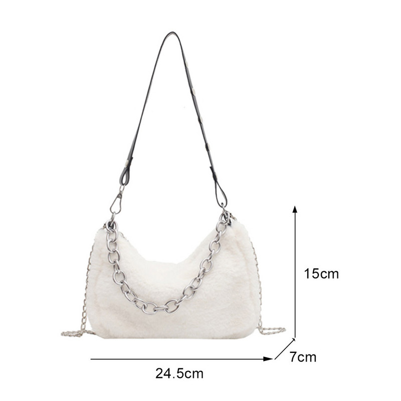 2023 Κομψή γυναικεία τσάντα ώμου με χρώμα καραμέλα Χειμερινή μαλακή βελούδινη τσάντα κουβά Γυναικεία ψεύτικη γούνα Τσάντα αγορών Ταξιδιωτική τσάντα με αλυσίδα