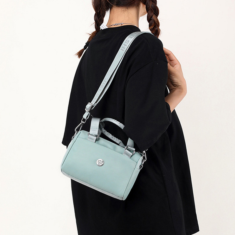 Genți de mână de umăr de culoare solidă pentru femei Poșetă de nailon de modă Geanta de personalitate pentru cameră cu fermoar pentru călătorie, vacanță pentru cumpărături