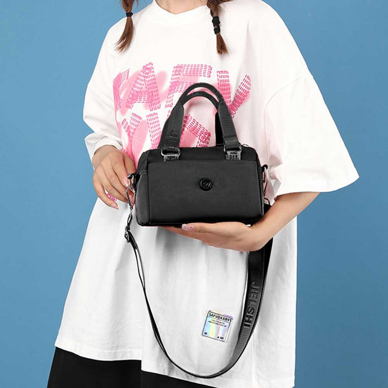 Genți de mână de umăr de culoare solidă pentru femei Poșetă de nailon de modă Geanta de personalitate pentru cameră cu fermoar pentru călătorie, vacanță pentru cumpărături