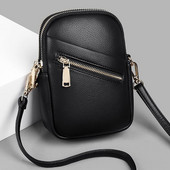 Geantă versatilă pentru monede pentru femei, din piele PU, geantă simplă, curea reglabilă, culoare solidă, straturi duble, geantă pentru întâlniri în aer liber