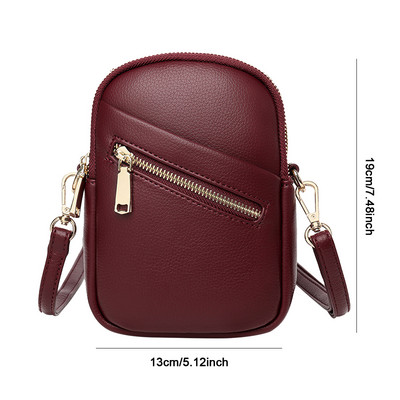 Geantă versatilă pentru monede pentru femei, din piele PU, geantă simplă, curea reglabilă, culoare solidă, straturi duble, geantă pentru întâlniri în aer liber