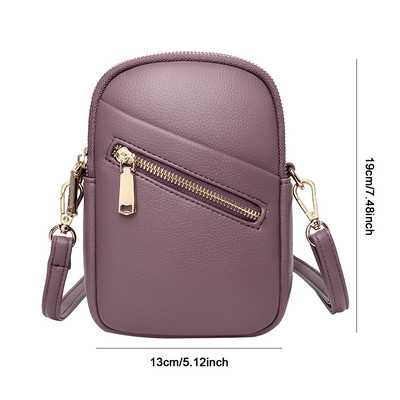 Geantă versatilă pentru monede pentru femei, din piele PU, geantă simplă, curea reglabilă, culoare solidă, straturi duble, geantă pentru întâlniri în aer liber