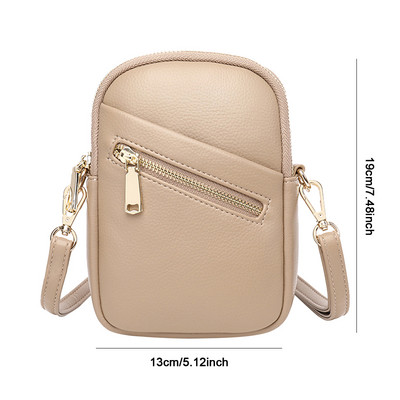 Geantă versatilă pentru monede pentru femei, din piele PU, geantă simplă, curea reglabilă, culoare solidă, straturi duble, geantă pentru întâlniri în aer liber