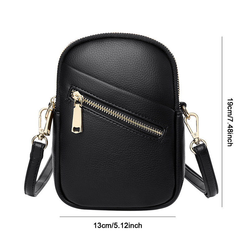 Geantă versatilă pentru monede pentru femei, din piele PU, geantă simplă, curea reglabilă, culoare solidă, straturi duble, geantă pentru întâlniri în aer liber