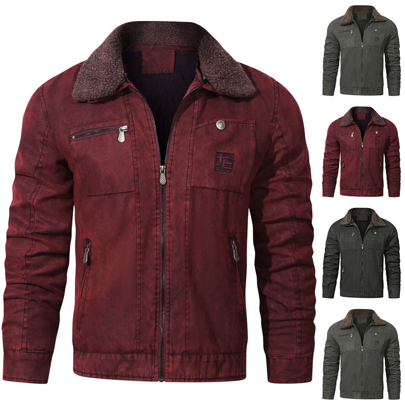 Kaputi Lagana zimska muška jakna nagnuta s muškim džepom od flisa na reveru Debela jakna s višestrukim muškim ovratnikom, zatvaračem, mala