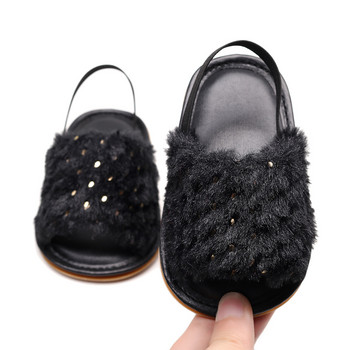 Плюшени сандали за бебета и момичета, летни обувки на принцеса с отворени пръсти на златни точки, обувки за ходене за малко дете, новородено бебе 0-24 месеца