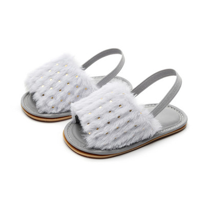 Plišane sandale za dojenčad, djevojčice, ljetne zlatne točkice s otvorenim prstima Princess ravne cipele za hodanje za malu djecu, novorođenče 0-24M