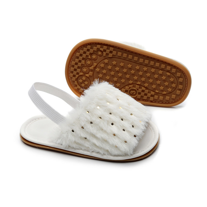 Plišane sandale za dojenčad, djevojčice, ljetne zlatne točkice s otvorenim prstima Princess ravne cipele za hodanje za malu djecu, novorođenče 0-24M