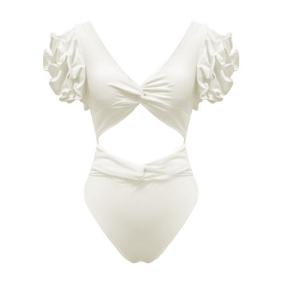 2023 Νέα σέξι βολάν γραβάτα Die Solid One Piece μαγιό Γυναικεία μαγιό ώμους βολάν Μαγιό εξώπλατο ρούχα παραλίας Monokini