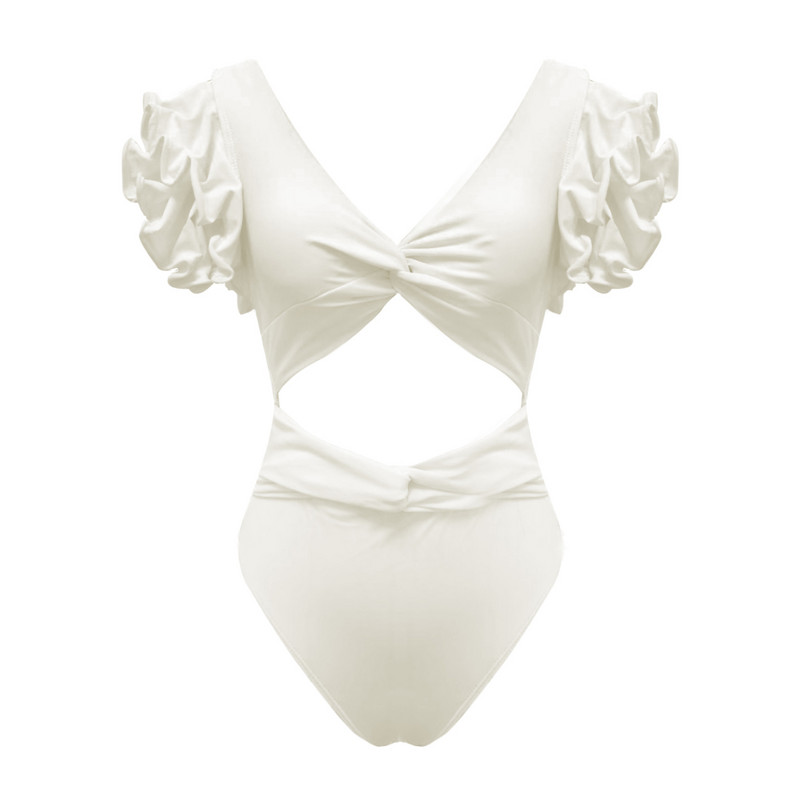 2023 Νέα σέξι βολάν γραβάτα Die Solid One Piece μαγιό Γυναικεία μαγιό ώμους βολάν Μαγιό εξώπλατο ρούχα παραλίας Monokini