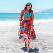 2023 Νέα σέξι μαγιό Γυναικεία μαγιό Φουσκωτό μανίκι Μαγιό Μπικίνι στάμπα Γυναικείο σετ μπικίνι ψηλόμεσης Ρούχα παραλίας