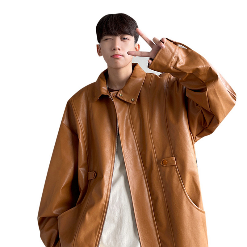 Îmbrăcăminte pentru bărbați Paltoane pentru bărbați Dimensiune de iarnă Jachete de toamnă pentru culoare Bărbați cu mâneci solide Jachetă de piele lungă și subțire pentru bărbați.